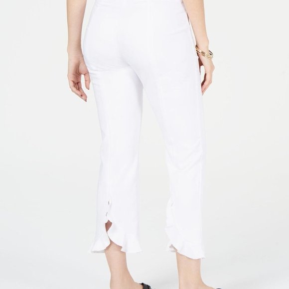 INC International Concepts Size 6 Skinny Leg Flare Ankle Mid Rise White Pants - Picture 2 of 15